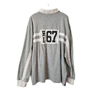 Vtg Y2K Polo Sport Ralph Lauren Rugby Polo Mens XL Grey Long Sleeve Preppy